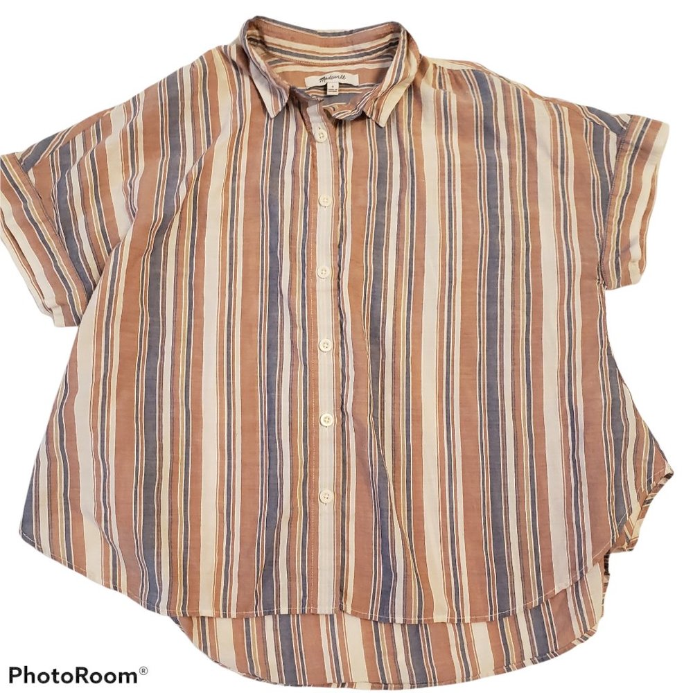 MADEWELL Linen Blend Striped Button UP